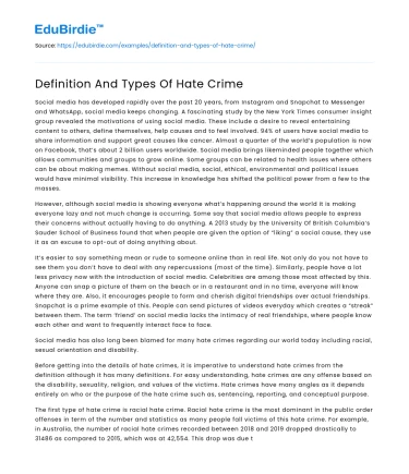 Definition And Types Of Hate Crime