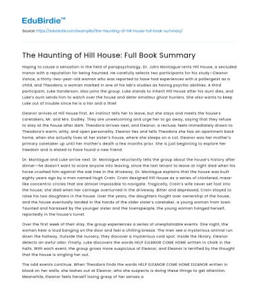 The Haunting of Hill House: Full Book Summary