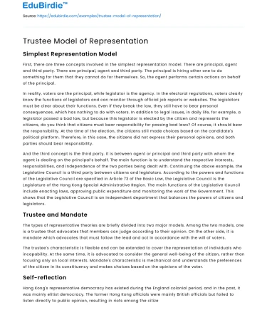 Trustee Model of Representation