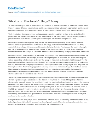 What is an Electoral College? Essay
