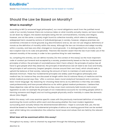 Should the Law be Based on Morality?