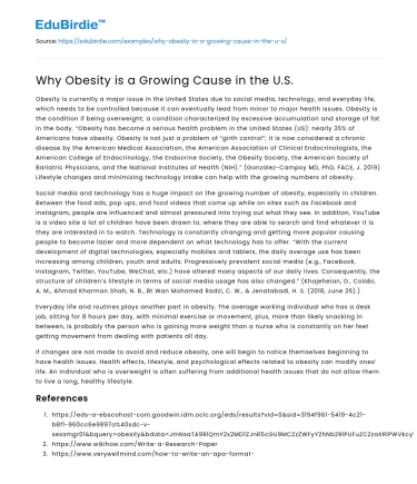 Why Obesity is a Growing Cause in the U.S.