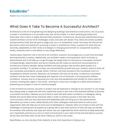 What Does It Take To Become A Successful Architect?