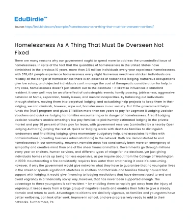 Homelessness As A Thing That Must Be Overseen Not Fixed