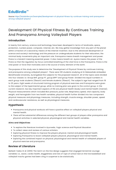 Development of Physical Fitness through Training for Volleyball Players