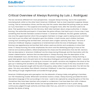 The Impact of Always Running by Luis J. Rodriguez
