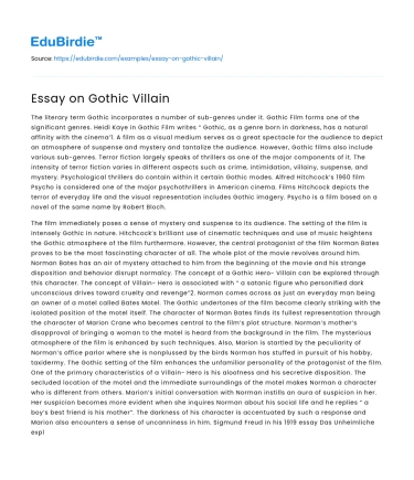 Essay on Gothic Villain
