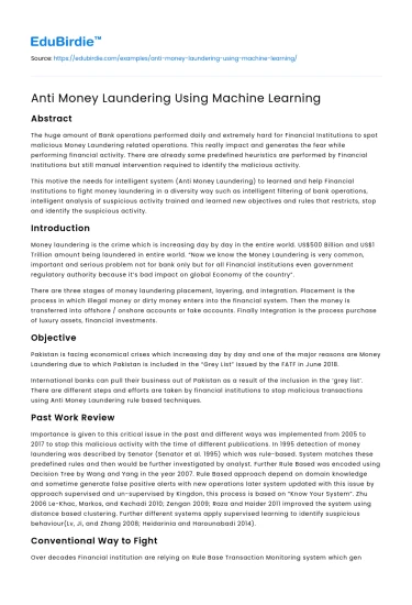 Anti Money Laundering Using Machine Learning