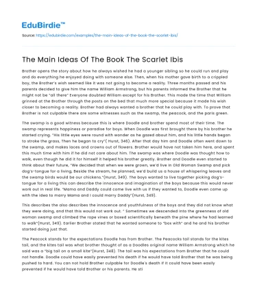 The Main Ideas Of The Book The Scarlet Ibis