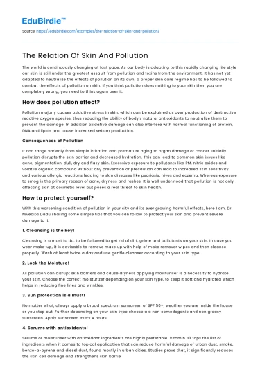 Pollution on Human Skin