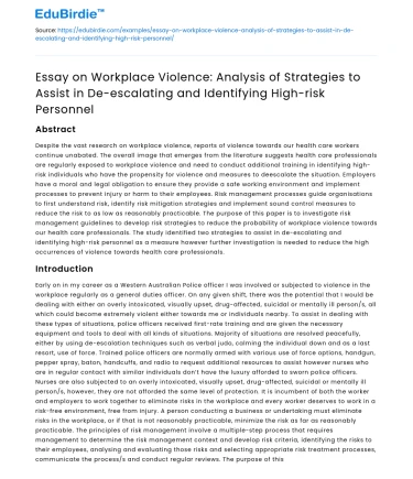 Strategies for De-escalating Workplace Violence
