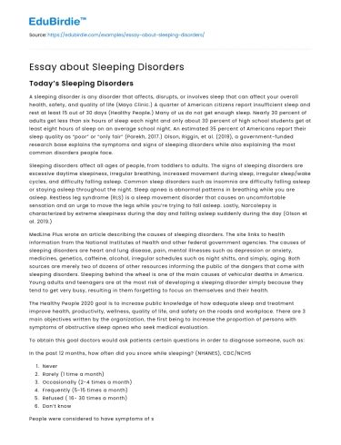 Essay about Sleeping Disorders