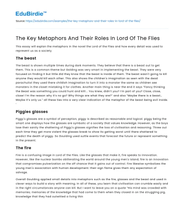 The Key Metaphors And Their Roles In Lord Of The Flies