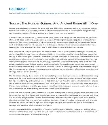 Soccer, The Hunger Games, And Ancient Rome All In One