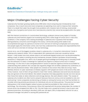 Major Challenges Facing Cyber Security