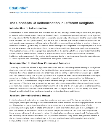 The Concepts Of Reincarnation In Different Religions