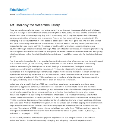 Art Therapy for Veterans Essay
