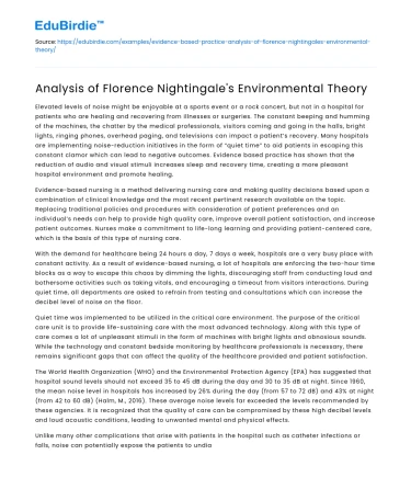 Analysis of Florence Nightingale’s Environmental Theory