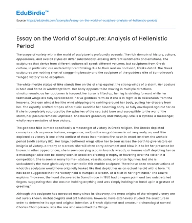 Essay on the World of Sculpture: Analysis of Hellenistic Period