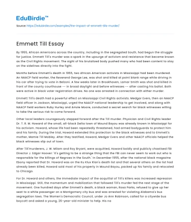 Emmett Till Essay