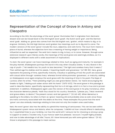 Representation of the Concept of Grave in Antony and Cleopatra