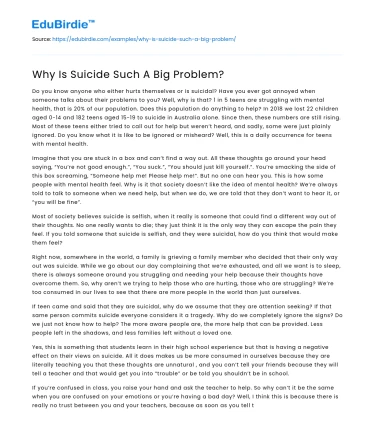Why Is Suicide Such A Big Problem?
