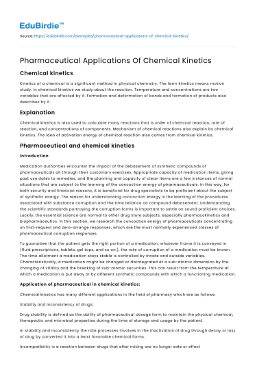 Pharmaceutical Applications Of Chemical Kinetics
