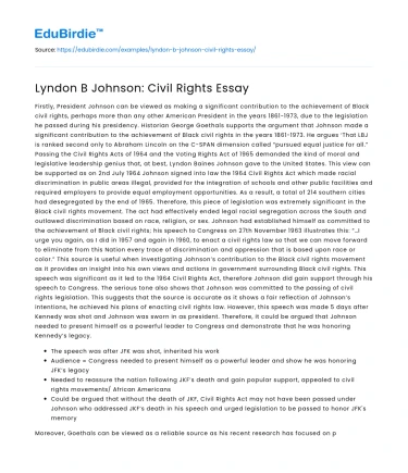 Lyndon B Johnson: Civil Rights Essay