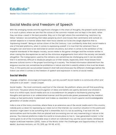Social Media and Freedom of Speech
