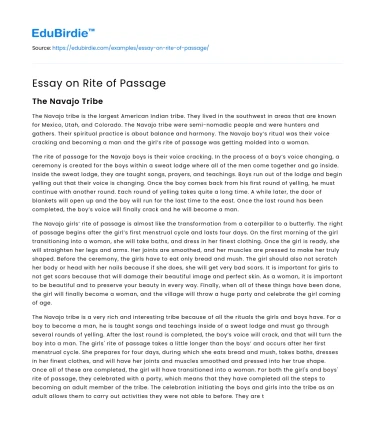 Essay on Rite of Passage