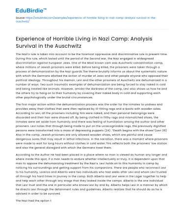 Survival in Auschwitz: Horrible Nazi Camp Experience