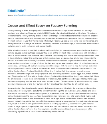 Cause and Effect Essay on Factory Farming