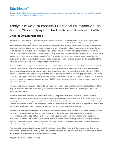 Economic Reforms and Their Impact on Egypt’s Middle Class
