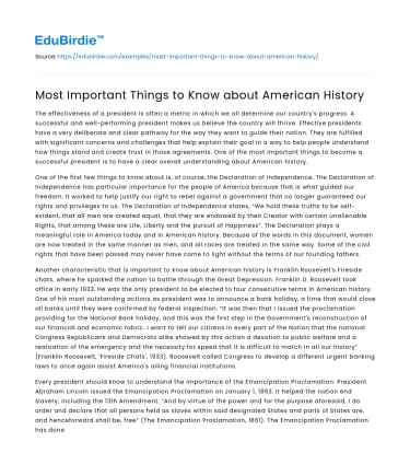Most Important Things to Know about American History