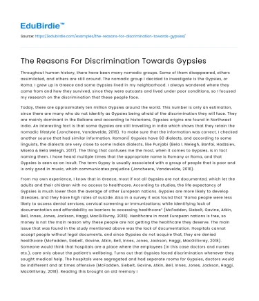 The Reasons For Discrimination Towards Gypsies