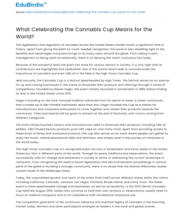What Celebrating the Cannabis Cup Means for the World?