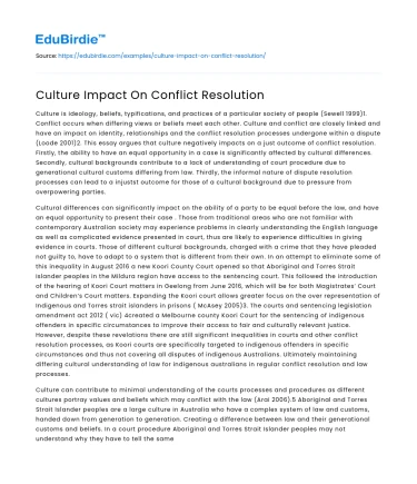 Culture Impact On Conflict Resolution