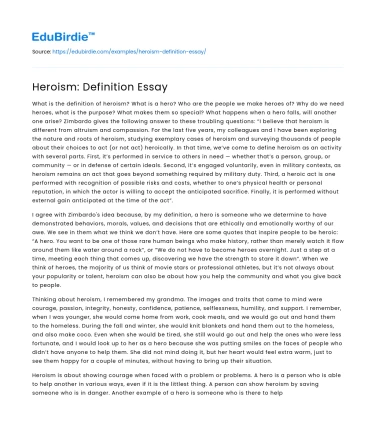 Heroism: Definition Essay