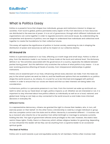 What is Politics Essay