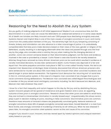 Reasoning for the Need to Abolish the Jury System