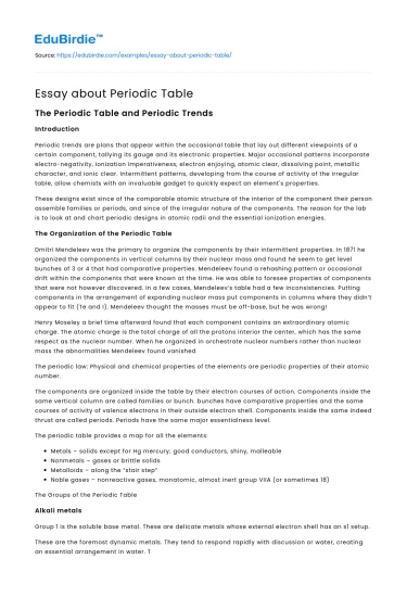Essay about Periodic Table