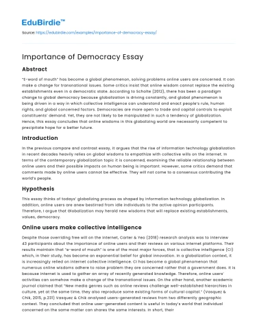 The Vital Role of Democracy in Modern Society