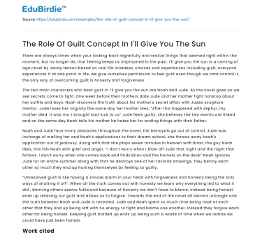 The Role Of Guilt Concept In I’ll Give You The Sun