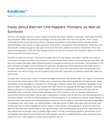 Red Hot Chili Peppers: Innovators and Survivors of Rock