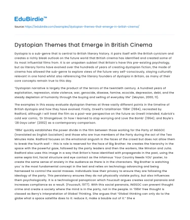 Dystopian Themes that Emerge in British Cinema