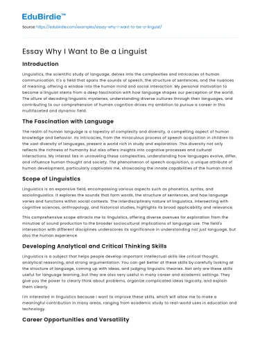 Essay Why I Want to Be a Linguist