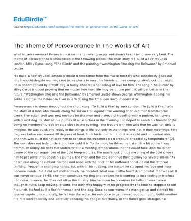 The Theme Of Perseverance In The Works Of Art