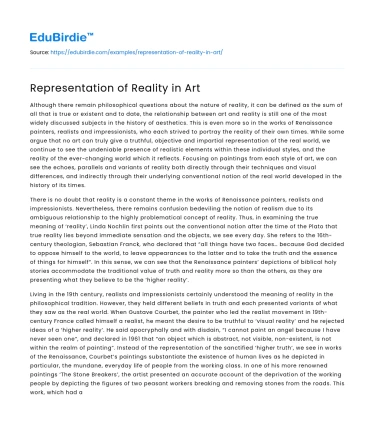 Representation of Reality in Art