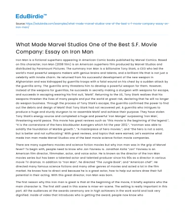 Marvel Studios: Iron Man Top SF Company