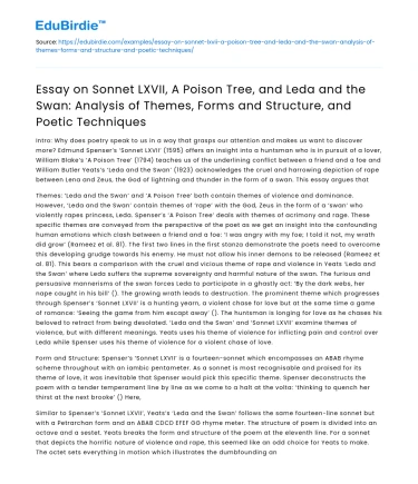 Analysis of themes, forms, and techniques in three poems